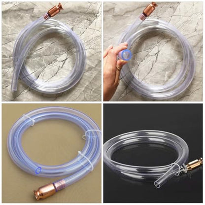 SOLUSTRE Gasoline Siphon Hose Kit with 3 Meter Transfer Hose and Copper Fittings, Automatic Oil and Water Pump for Car Fluid Extraction and Fuel Transfer
