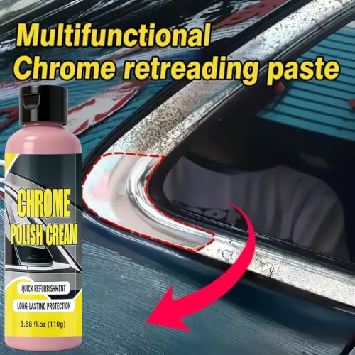 Chrome Polish Cream - Car Metal Polish for Rust & Oxidation Removal, Quick Refurbishment & Long-Lasting Protection for Chrome Wheels, Bumpers, Trim, Accessories