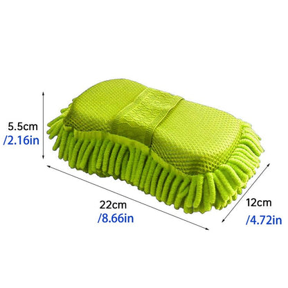 Scratch Free Chenille Microfiber Wash Mitt Car Wash Sponge for SUVs Boats - color: 2 Pack Green
