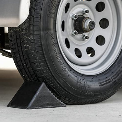 Buyers Products WC1467A Wheel Chock, Rubber, 5 x 6 x 5 Inch, Ideal for Utility Vehicles and Trailers, Reinforced Rubber Design for Durable Continued Use, Black (Pack of 4) - size: 1 Count (Pack of 4)