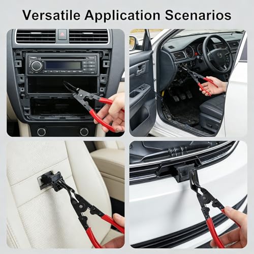 Automotive Panel Clip Pliers - Car Panel Upholstery Trim Clip Removal Tool Plier, Interior Clip Fastener Rivet Push Pin Panel Pliers, Repair Tool for Car Vehicle Dashboard Clip Remover Plier - color: Red