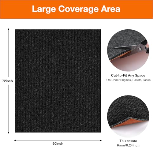 Heavy Duty Oil Resistant Garage Car Bottom Mat, Reusable Floor Protector, 1/4 Inch Thick Waterproof Rubber Backing, Oil Absorbent (Dark Gray) (60 * 72) - size: 60 inches x 72 inches