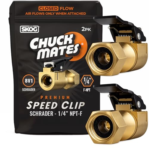 Chuck Mates Premium 1/4" NPT Quick-Connect Tire Chuck, Closed-Flow (2 Pack) | Skip the Teflon tape with SimpleSeal hose connection - size: 2 Pack NPT Closed-Type