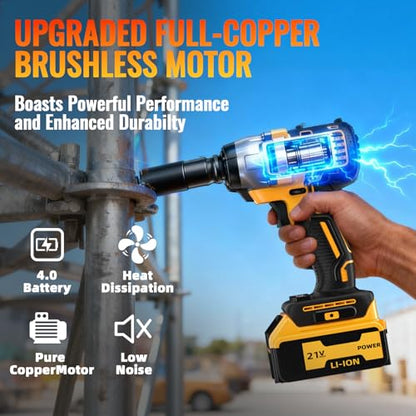 Cordless Impact Wrench: Brushless 1/2-inch Power Impact Gun Kit, High Torque Electric Impact Driver with Lithium Battery & Fast Charger, 4 Sockets & Drill Bit Kit - style: Package B
