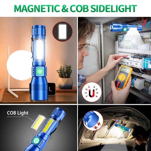 AdamStar Black Light Flashlight, 3 in-1 Rechargeable Flashlights, UV Light Magnetic LED Flashlight High Lumens, 7 Mode Camping Waterproof Flashlight for Pet Urine Detection (1pack Blue) - color: 1pack Blue