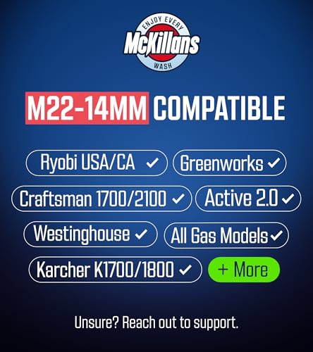 McKillans Pressure Washer Gun with Swivel & Foam Cannon Wide Mouth & M22-14mm Adapter - Adjustable Thick Foam - Power Washer Gun - 3/8" Male Plug & 1/4” Quick Connector Coupler - color: Swivel Gun & Foam Cannon