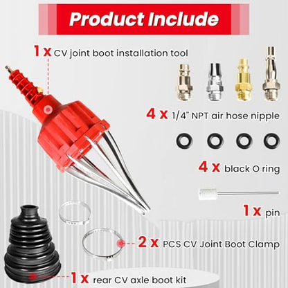 Pneumatic CV Joint Boot Installation Tool Kit Universal Pneumatic CV Boot Expander Tool CV Axle Boot Spreader Removal with Clamp and CV Boot Compatible with BMW UTA ATV