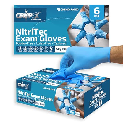 London Labs Heavy Duty 6 Mil Blue Nitrile Gloves Disposable Latex & Powder Free -Extra Stretchy Fentanyl Safe |Medical,First Aid Kit,EMT|Food Safe Rubber Gloves for Cooking & Cleaning| Pack of (200) - size: X-Small, style: 200 Count