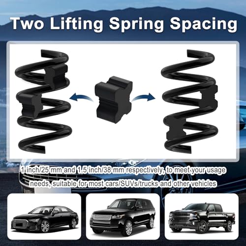 4PCS Rubber Car Coil Spring Spacer,Heavy Duty Car Rubber Lift Blocks Kit for Lifting Spring Spacing 1" to 1.5",Professional Front & Rear Cars Coil Spacers Kit Cars Accessories