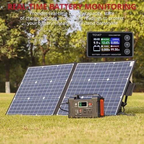 BINTA 0-50A Small Battery Monitor Shunt Voltmeter Ammeter for Lifepo4 Lithium, Backlight Waterproof Battery Meter for Auto Car Motorhome Golf Cart Portable Power Systems