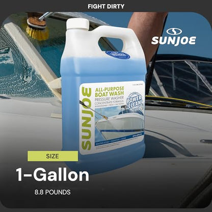 Sun Joe All-Purpose Boat Wash Cleaner for Pressure Washer, Concentrate Formula, Citrus Scent, 1 Gallon - Marine Cleaning Solution for Metal, Wood, Fiberglass, and Exterior Surfaces, SPX-APBW1G - style: Boat and RV Cleaner