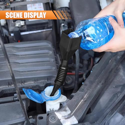ZIMISI 10PCS Funnels for Automotive Use, Wide Mouth Funnel Set with Removable Filter and Hose, Plastic Flexible Oil Funnel Kit, Long Neck Fuel Funnels, Oil Change Tools for Coolant, Gasoline, Water