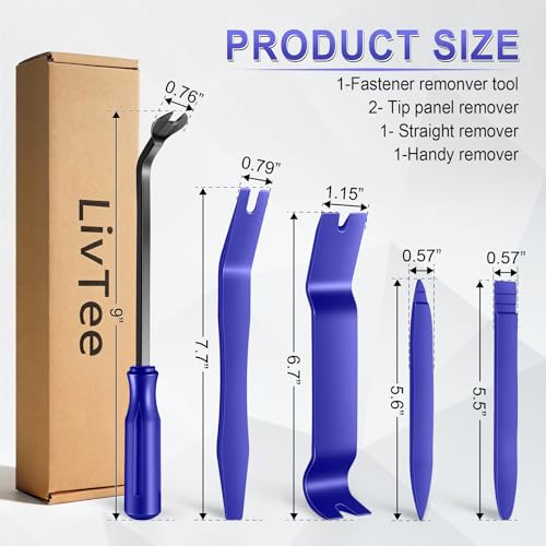 5 pcs Auto Trim Removal Tool Kit, No Scratch Plastic Pry Tool Kit - Interior Door Panel Clip Fastener Removal Set for Vehicle Dash Radio Audio Installer (Blue) - color: Blue