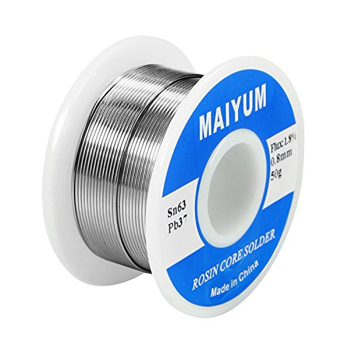 MAIYUM 63-37 Tin Lead Rosin Core Solder Wire for Electrical Soldering (0.8mm 50g) - color: 0.8mm 50g