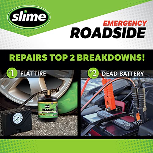 Slime 50154 Emergency Roadside Kit with Flat tire Repair and Booster Cables for Compact Cars, Standard Cars and Crossovers