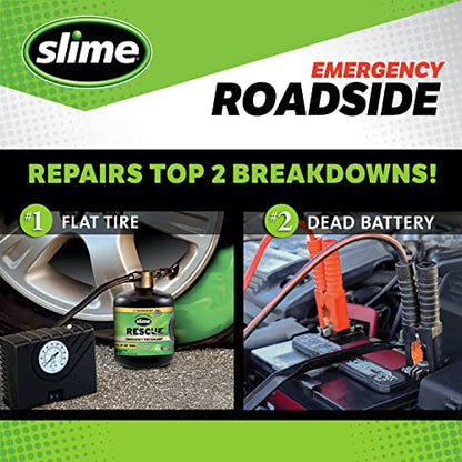 Slime 50154 Emergency Roadside Kit with Flat tire Repair and Booster Cables for Compact Cars, Standard Cars and Crossovers