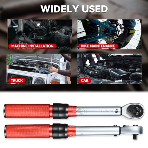 Auto Dynasty 3/8 Inch Dual-Scale Reversible Ratchet Wrench Set 20-200in.lb/2.26-22.6 n.m with Quick Release and Accurate Torque Control - Perfect for Cars, Bikes, and Machinery Maintenance - size: 3/8 Inch-200in.lb