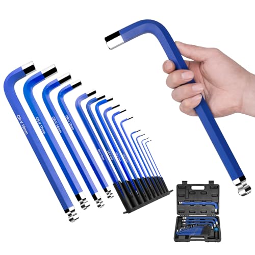 ROTATION 14PC Jumbo Hex Key Allen Wrench Set, Metric 1.5-19mm, Long Ball End high-strength chrome vanadium Steel | Automotive Mechanic Furniture | Pro-Grade Allen Wrench Tools - style: Metric 1.5-19mm