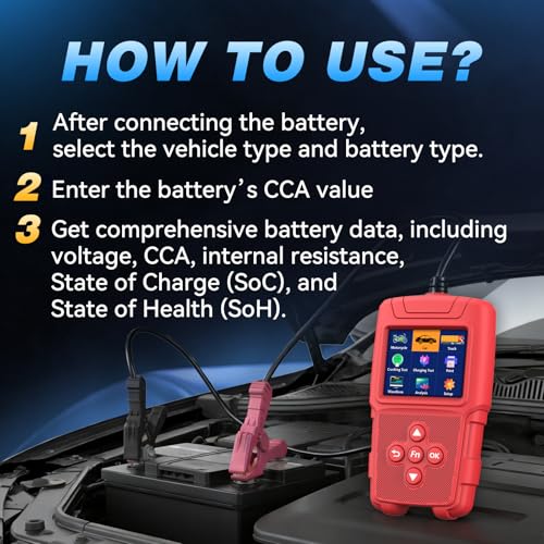 Car Battery Tester 6V/12V/24V with 2100 Test Records & 120s Waveform Save, Battery Load Tester for Cars/Trucks/Motorcycles/Marine Lead-Acid Batteries