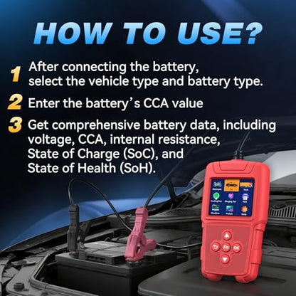 Car Battery Tester 6V/12V/24V with 2100 Test Records & 120s Waveform Save, Battery Load Tester for Cars/Trucks/Motorcycles/Marine Lead-Acid Batteries