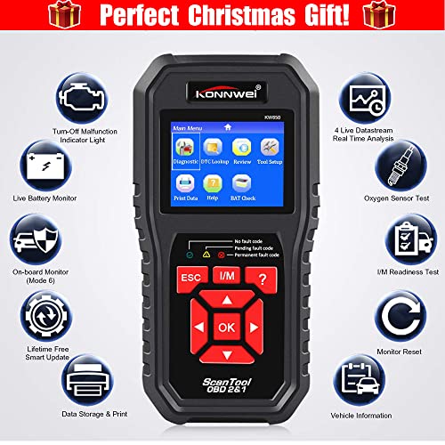 KONNWEI OBD2 Scanner Professional Car OBD II Scanner Auto Diagnostic Fault Code Reader Automotive Check Engine Light Diagnostic EOBD Scan Tool for All OBDII Protocol Cars Since 1996 (Enhanced KW850) - color: Professional Car OBD II Scanner