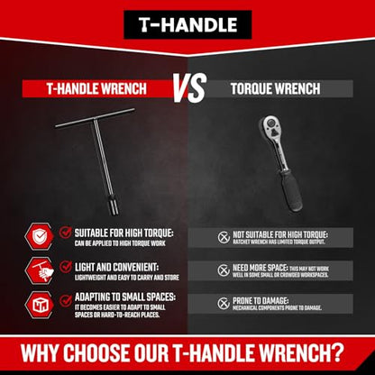T-Handle Wrench Socket Set, Cr-V Steel T Wrench Set Metric Size 6mm to 14mm, Wrench Tool Socket with Long Reach for Motorcycle Dirtbike Bicycle Repair (7 Pack) - size: 7 Pack