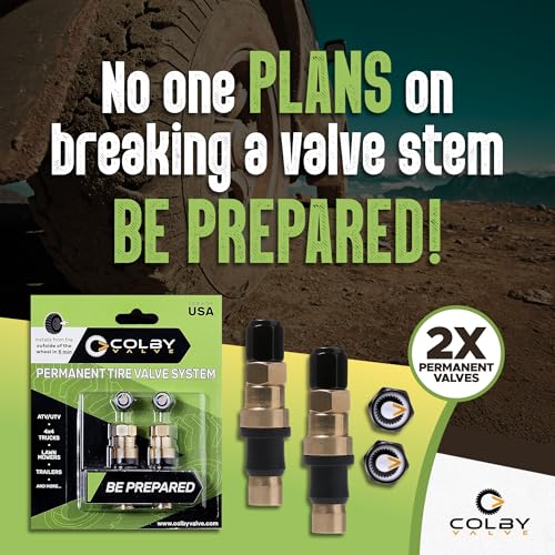 Colby Valve Permanent Valve Stem Replacement Kit | Heavy Duty Metal Emergency Valve Stems for Tubeless Tires | Quick Install from Outside of the Wheel | Made in USA from Quality 360 Brass Components - size: Standard
