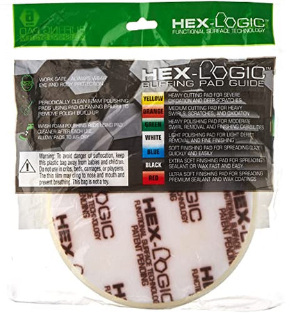 Chemical Guys, Hex-Logic Light-Medium Polishing Pad, White, 6.5 in for 6 in | For paint correction and swirl removal, 6 inch backing plates, dual action polisher, for fine swirls and water spots - size: 6.5 Inch Pad (1 Pack), style: Light Cutting