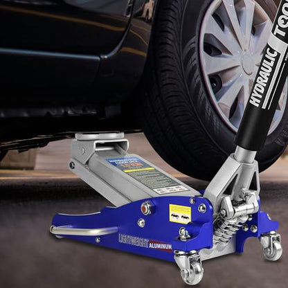 1.5 Ton Low Profile Racing Floor Jack, Aluminum and Steel Hydraulic Car Jack with Dual Piston Quick Lift Pump, 3,000 lb Capacity, Portable Garage Jack for Cars and Low Clearance Vehicles,Blue - color: Blue