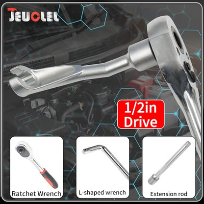 14mm 12 Point 1/2" Dr. Common Rail Injection Fuel Line Nut Socket | Open Socket Wrench, Diesel Engine Temperature Removal Tool, Exhaust Gas Temp Sensor Extractor - size: 14MM 1/2" Drive