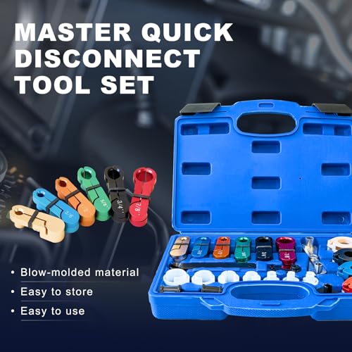 Master Quick Disconnect Tool Set, 22pcs Premium Fuel Line Disconnect Tool Set for AC Fuel & Transmission Systems, Fuel Line Removal Tools Kit Apply to Most Vehicles
