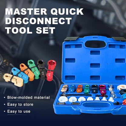 Master Quick Disconnect Tool Set, 22pcs Premium Fuel Line Disconnect Tool Set for AC Fuel & Transmission Systems, Fuel Line Removal Tools Kit Apply to Most Vehicles