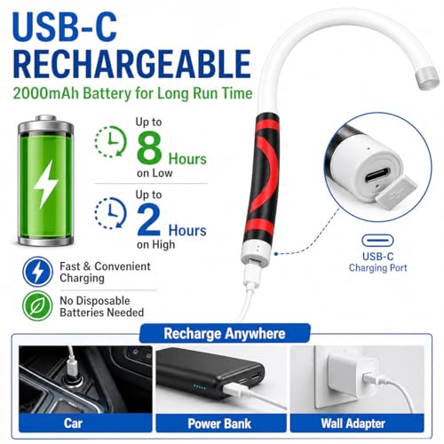 Flexible LED Light Stick 30", Rechargeable Bendable Mechanic Work Light, 1200 Lumens Inspection Light with 360° Flexible Neck, IPX6 Waterproof for Car Repair, Under Hood, Garage and Tight Spaces