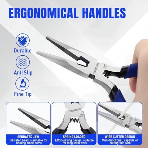 3-Piece Electrician's Pliers Set Professional Wire Stripping Tool | 7” Wire Stripper & 5” Needle Nose Pliers & 5” Wire Cutter Spring-Loaded Design & Non-Slip Grip for Electrical Work, DIY - color: Flush Cutter+needle Nose+wire Stripper