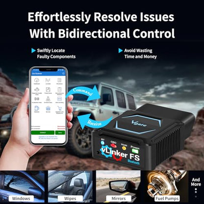 VGATE vLinker FS Bluetooth OBD2 Scanner Diagnostic Tool Wireless Code Reader for iPhone, Android & Windows Bi-Directional Control Car Diagnostic Scanner,All Systems Diagnosis, 30+ Services