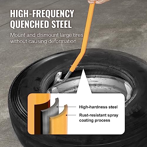 VEVOR Steel Tire Mount Demount Tool 22.5" to 24.5" Semi Tire Changing Tool with Extra Bead Holder, Tubeless Truck Bead Breaker Manual Tire Changing Tools for Car Repairing (Yellow) - color: Yellow