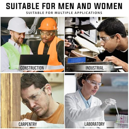 BISON LIFE Clear Safety Glasses – ANSI Z87.1 Certified Scratch & Impact Resistant Eye Protection Goggles for Men & Women - color: Clear/Clear