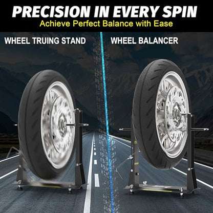 Motorcycle Wheel Balance Stand, Heavy-Duty Single-Axle Wheel Balancing Tool for Static & Dynamic Tire Alignment, Balancer for Sport and Dirt Bike Wheels (Heavy-Duty Version) - style: Heavy-Duty Version