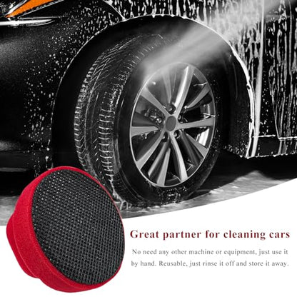 Synthetic Clay Bar Ball, Hand Disc Clay Bar Sponge for Car Waxing & Polishing, Reusable Detailing Clay Pad Paint Surface Cleaning Tool for SUV Truck Sedan, Car Accessories (Red) - color: Red