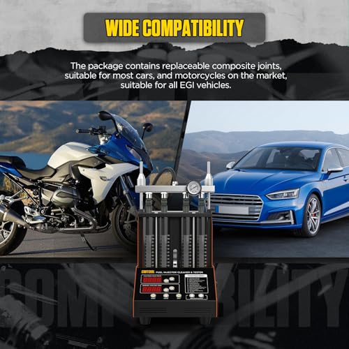 CMTOOL Fuel Injector Cleaner Machine, Ultrasonic Cleaning Kit, 9 Test Modes, Auto Fuel Injector Cleaner and Tester, Motorcycle Automotive Tool, 800ml Ultrasonic Tank