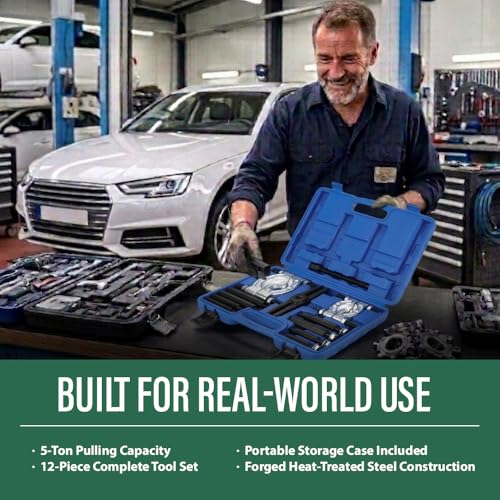 GRAND ORANGE 5-Ton Bearing Separator Set Flywheel Gear Puller Kit | 12PCS Heavy Duty 45# Steel with Storage Case