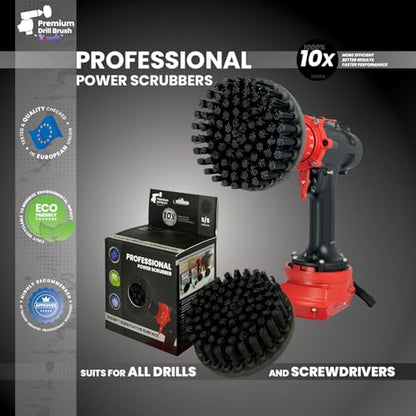 Premium Drill Brush Professional – Ultra-Stiff 5 in Black | Scratch-Free Heavy-Duty Cleaning Brush for Concrete, Brick, Stone, Metal, Masonry, Garage, BBQ Grills, Rust and Construction Tools - color: Black