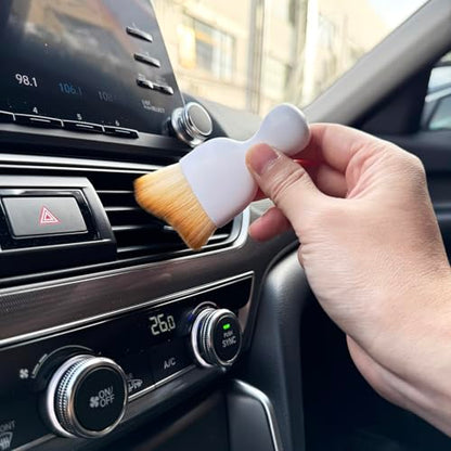 Car Detailing Brush, Soft Bristle Cleaning Brush, Scratch-Free Auto Duster Tool for Dashboard, Air Vents, Leather & Interior Cleaning (White&Brown with Cap) - color: White&Brown with Cap