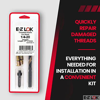 E-Z LOK E-Z Hex Thread Repair Kit for Soft Wood Flanged Threaded Inserts 1/4-20 x 13mm, Drill, Installation Tool - size: 1/4-20 x 13mm, style: Flanged
