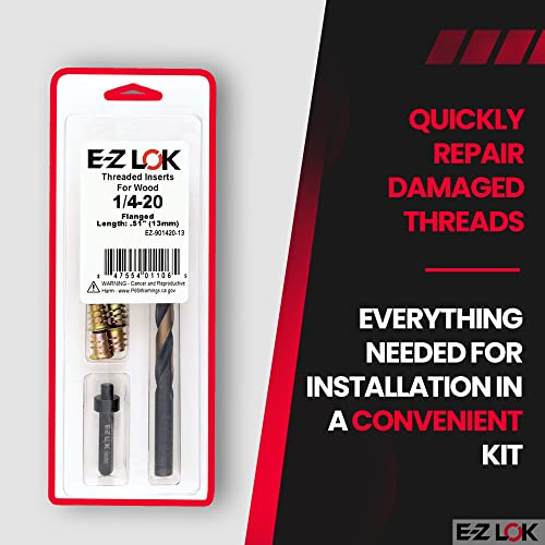 E-Z LOK E-Z Hex Thread Repair Kit for Soft Wood Flanged Threaded Inserts 1/4-20 x 13mm, Drill, Installation Tool - size: 1/4-20 x 13mm, style: Flanged
