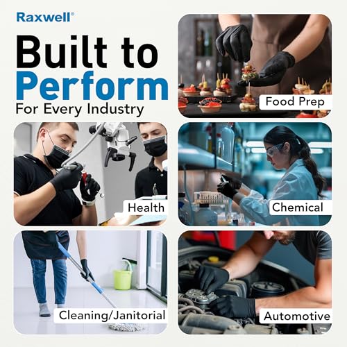 Raxwell Disposable Nitrile Gloves - Food Grade Heavy-Duty Puncture Resistant Black Gloves for Cooking & Food Service - size: X-Large, style: 1000 Count