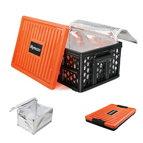 Mymazn Trunk Crate Organizer with Cooler for Car | Collapsible, Plastic Trunk Lid Organizer Box, For Travel, Groceries, Sports, Home, Tailgating, Removable Insulated Cooler Set - color: Crate & Insulated Cooler