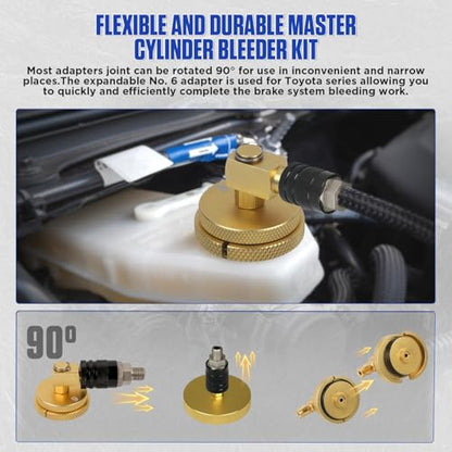 20PCS Brake Bleeder Adapter Kit Master Cylinder Bleeder Kit with Quick Connector, Durable & Well-sealed Brake Pressure Bleeder Kit Compatible with Honda Toyota VW Ford