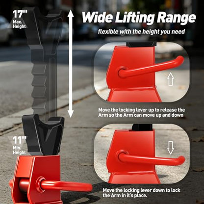 DNA Motoring 1 Pair Jack Stands, 2 Ton (4400 lbs) Capacity Car Lifting Stand, Adjustable Height Car Jack Stands for Cars, Sedans, Small Vehicles, SUV, TOOLS-00681-RD - style: 2 Ton Red