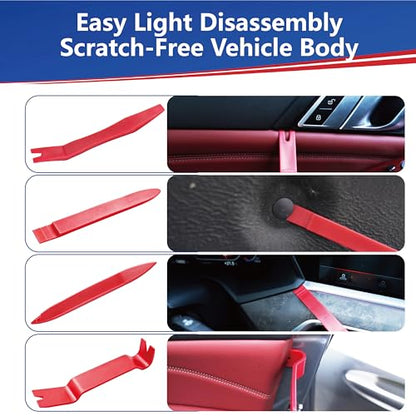 7 Pcs Car Trim Removal Tool Kit with Non-Scratch Plastic Pry Tool and Fastener Clip Pliers, Car Trim Removal Tool, for Auto Interior Car Panel Detachment, Dashboard, Door Clips & Upholstery